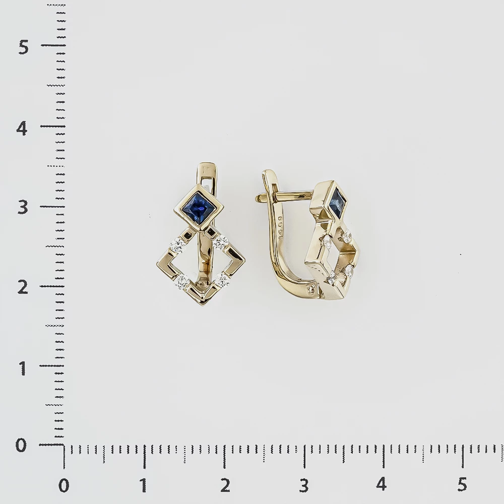 Серьги с сапфиром синтетическим из белого золота 585 пробы