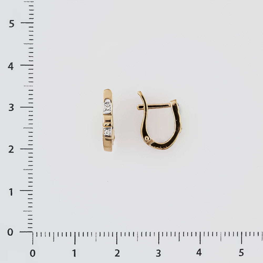 Серьги с фианитом из красного золота 585 пробы