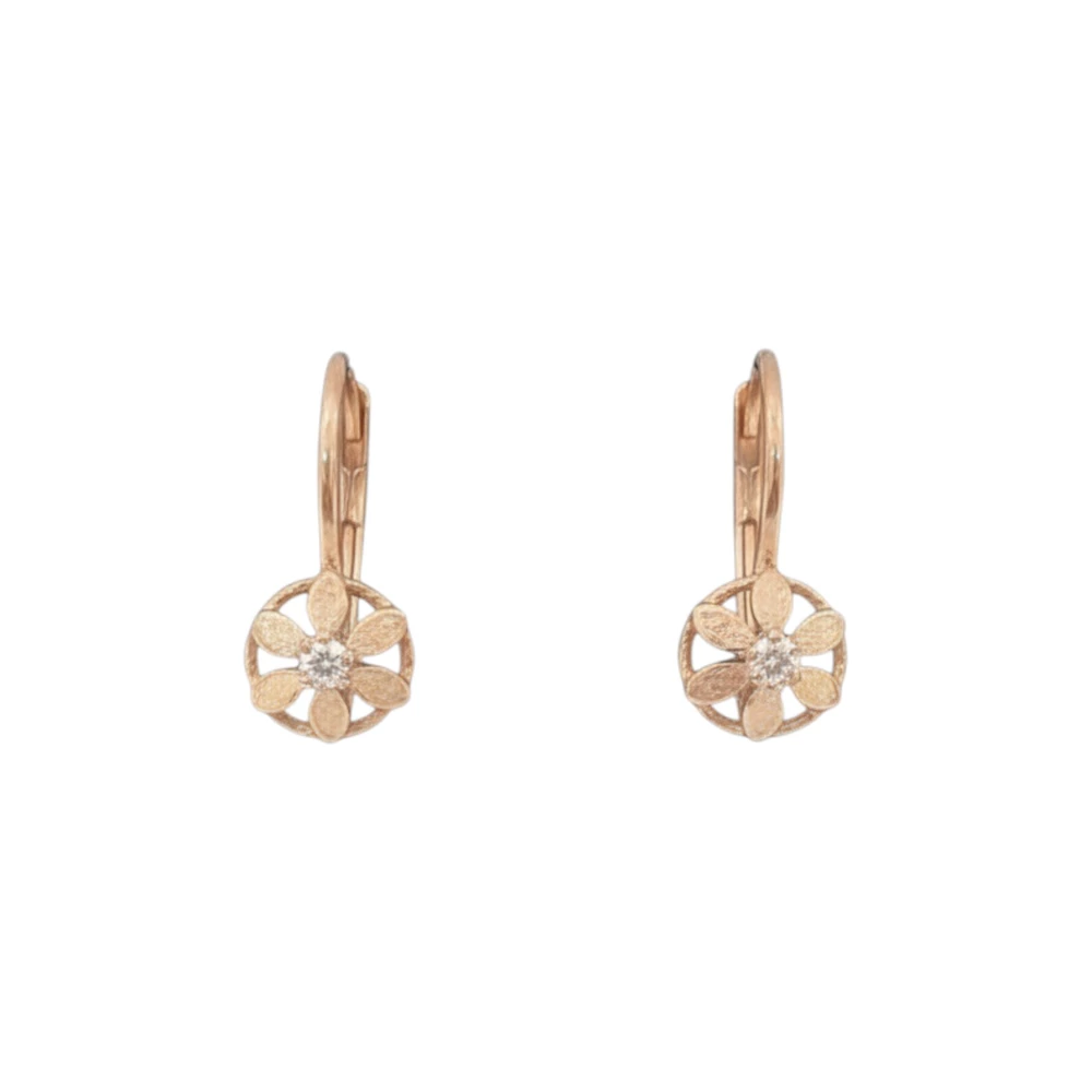 Серьги с фианитом из красного золота 585 пробы