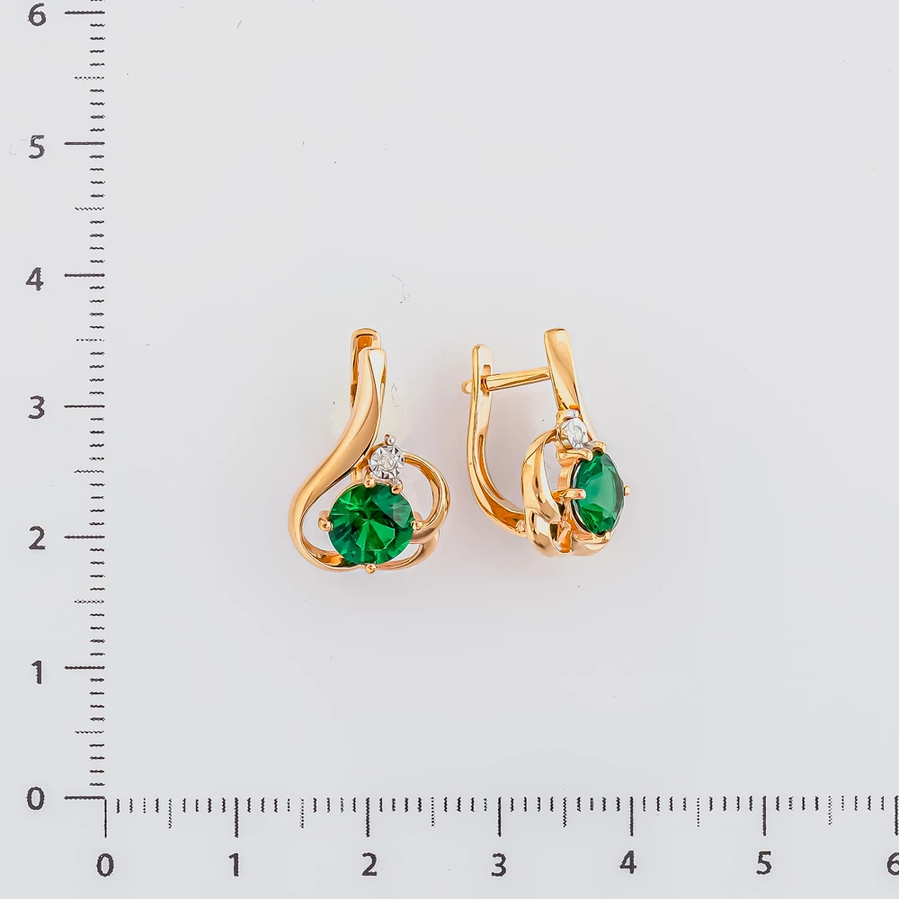 Серьги с ситаллом из красного золота 585 пробы