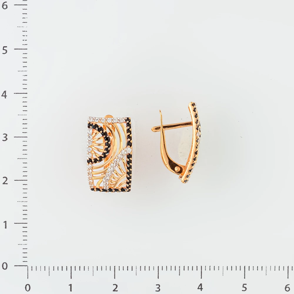 Серьги с фианитом из красного золота 585 пробы