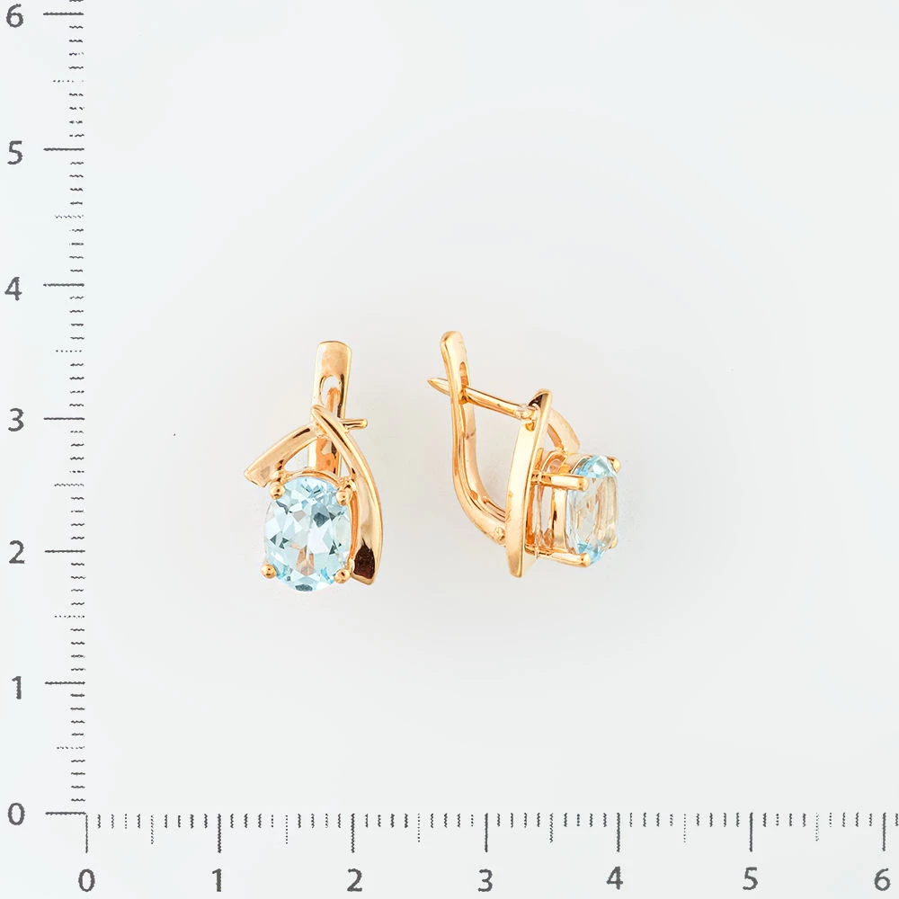 Серьги с топазом из красного золота 585 пробы