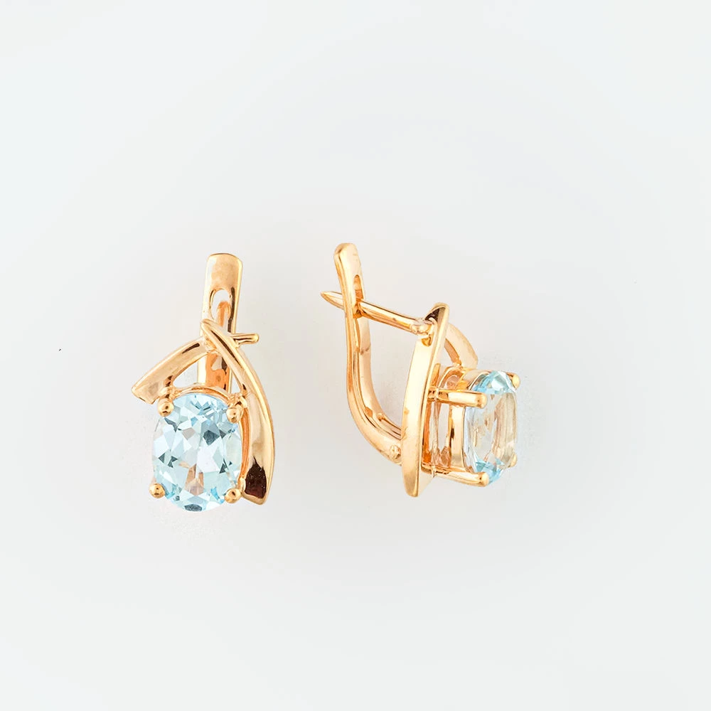 Серьги с топазом из красного золота 585 пробы