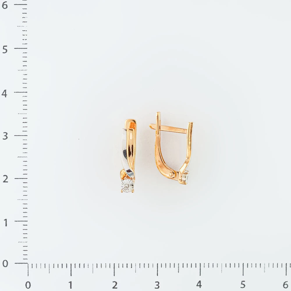 Серьги с бриллиантом из красного золота 585 пробы
