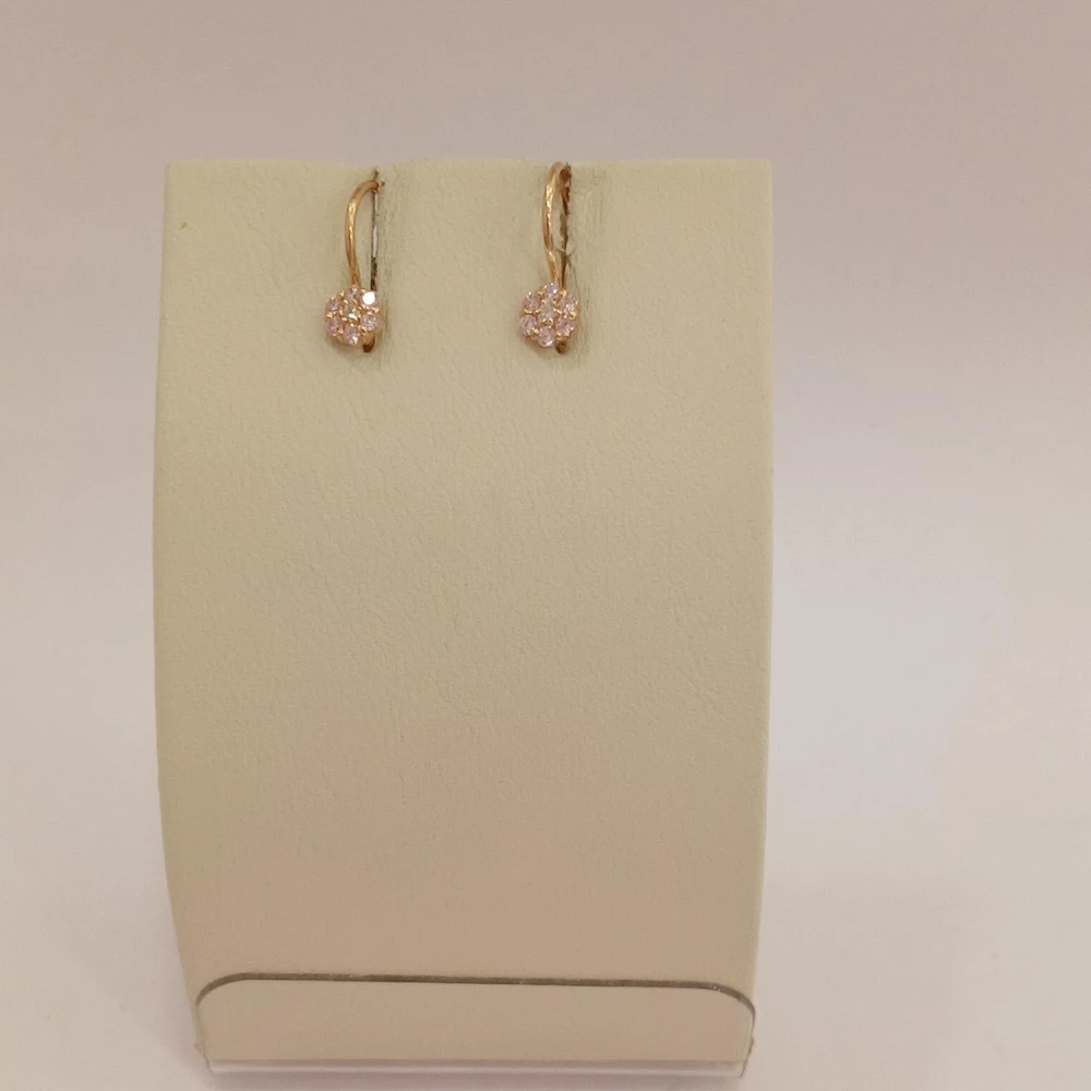 Серьги с фианитом из красного золота 585 пробы