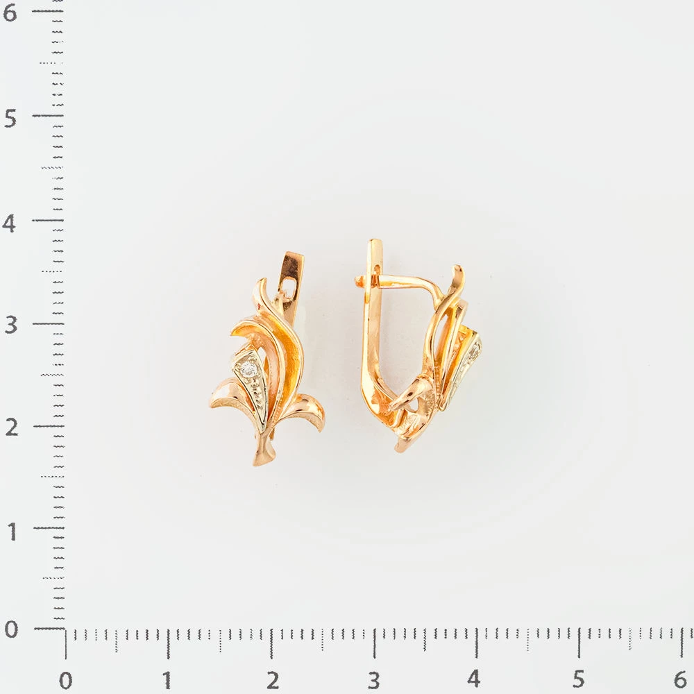 Серьги с фианитом из красного золота 585 пробы