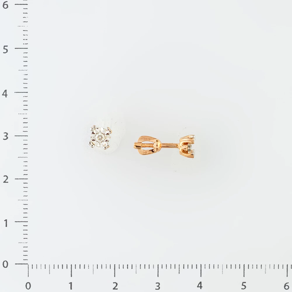 Серьги с бриллиантом из красного золота 585 пробы