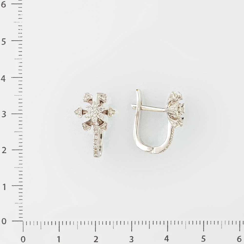 Серьги с бриллиантом из белого золота 585 пробы