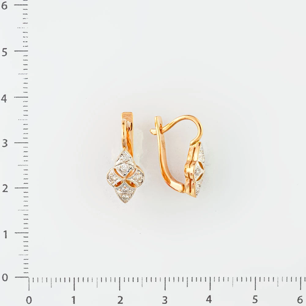 Серьги с бриллиантом из красного золота 585 пробы