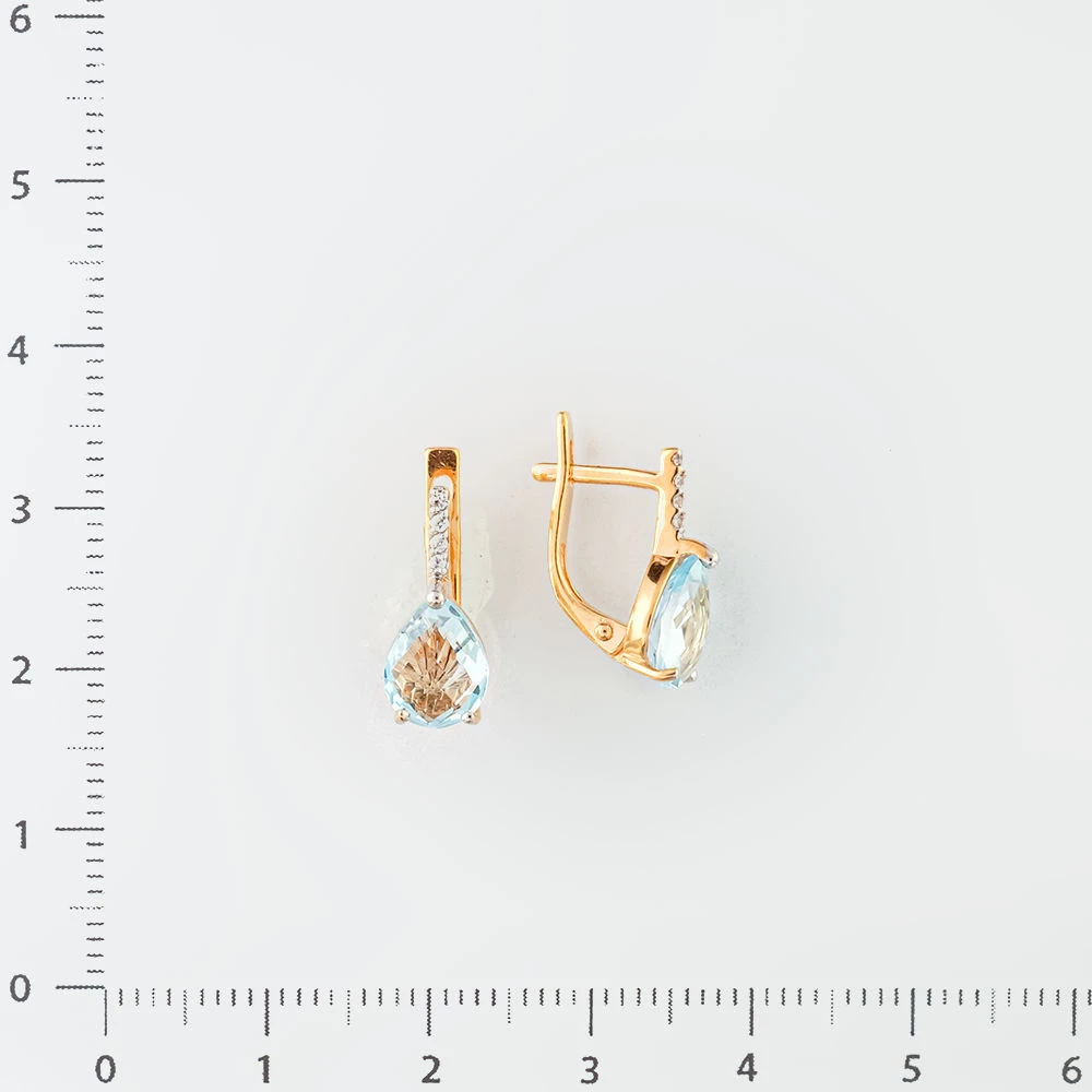 Серьги с топазом из красного золота 585 пробы