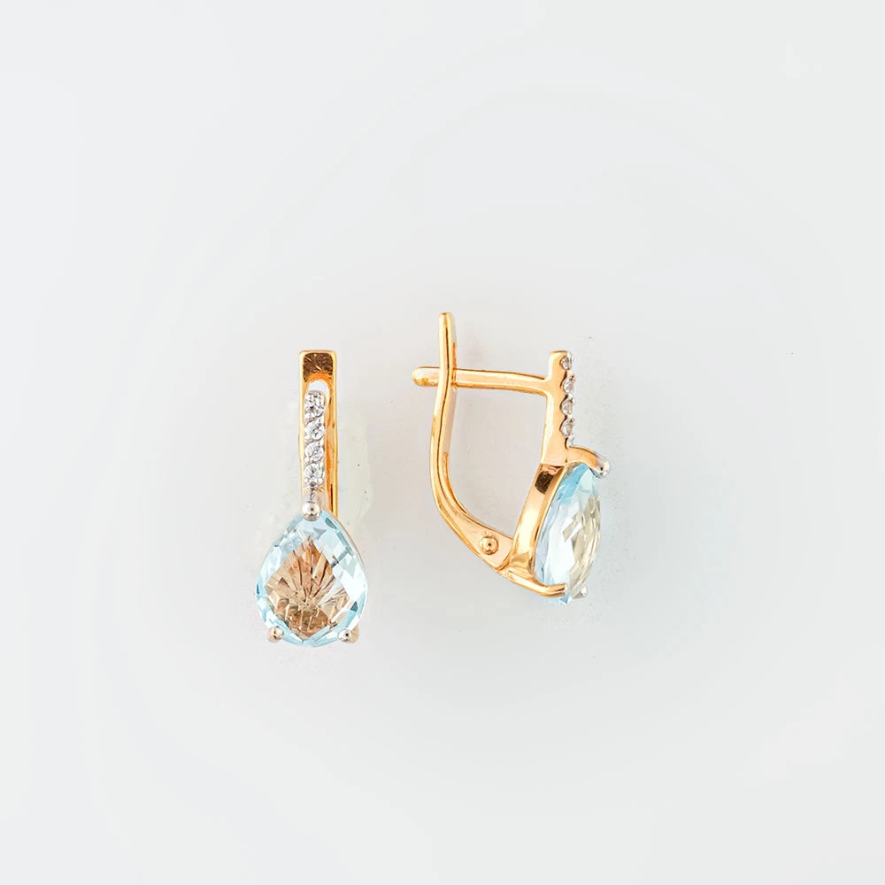 Серьги с топазом из красного золота 585 пробы