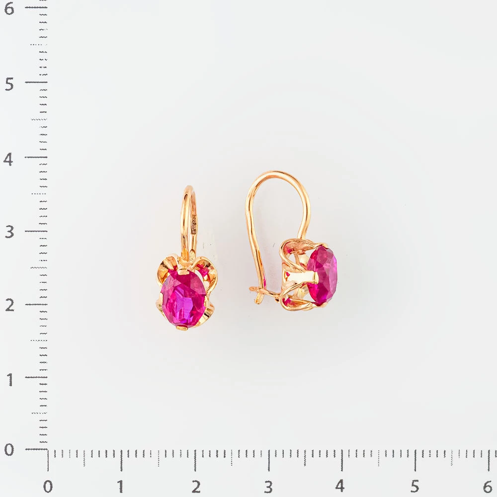 Серьги с рубином синтетическим из красного золота 583 пробы 2