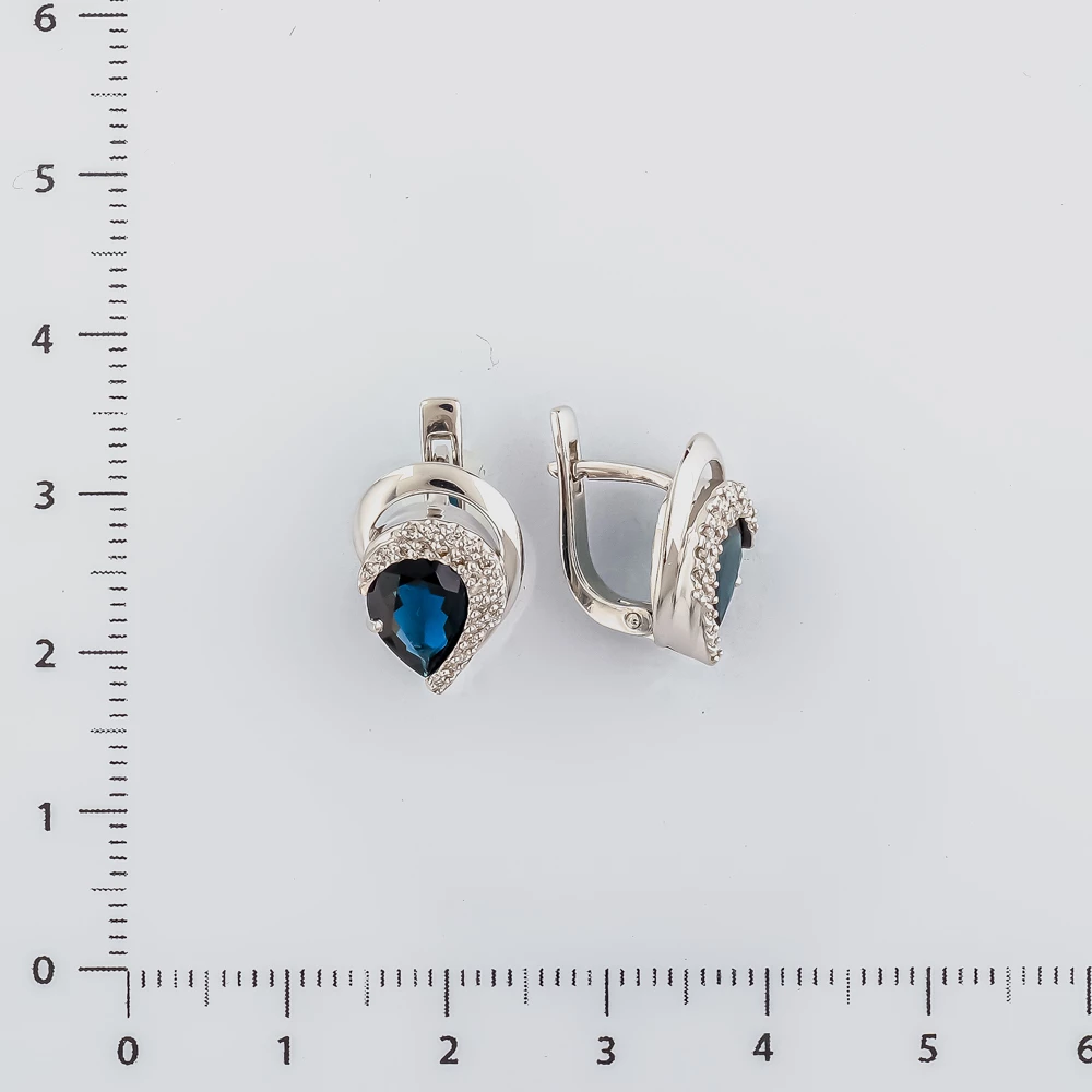 Серьги с сапфиром из белого золота 585 пробы