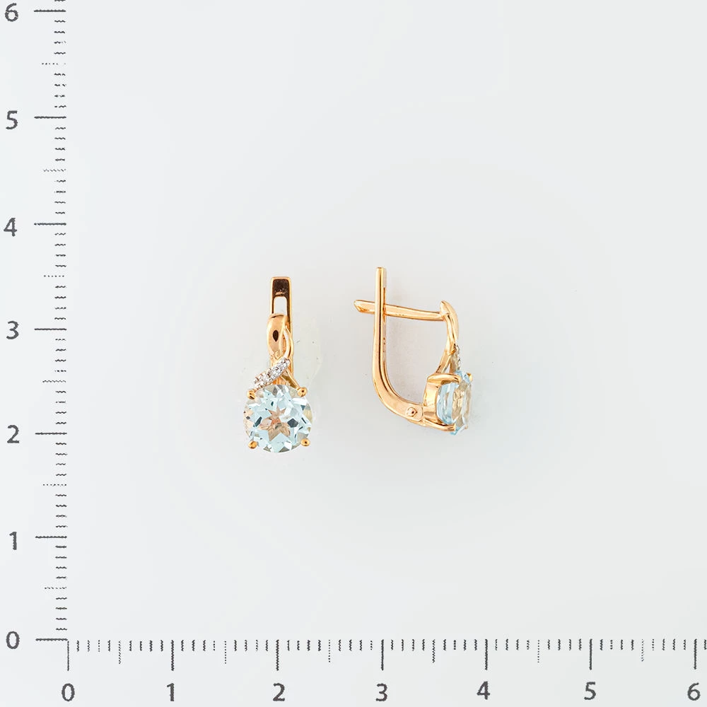 Серьги с топазом из красного золота 585 пробы