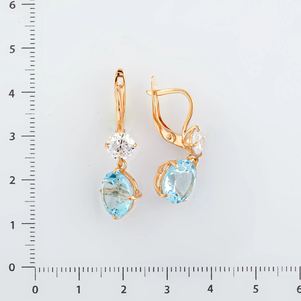 Серьги с топазом из красного золота 585 пробы