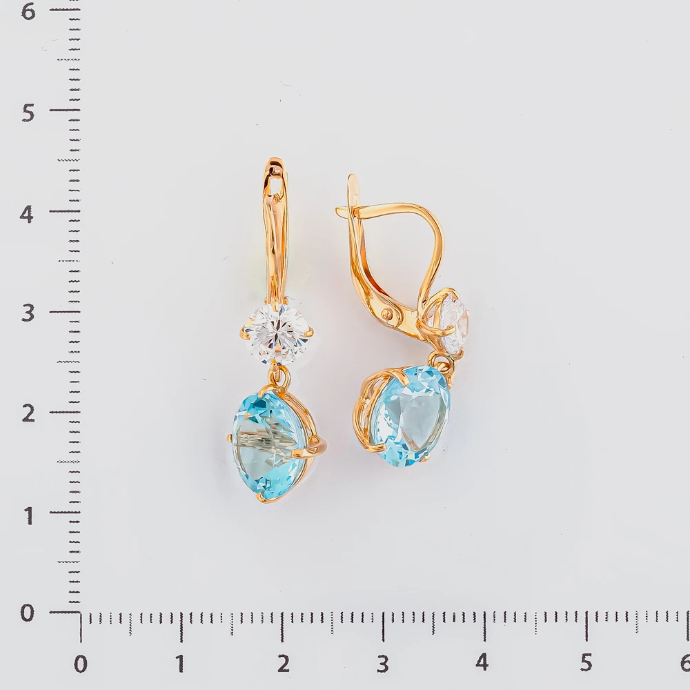Серьги с топазом из красного золота 585 пробы