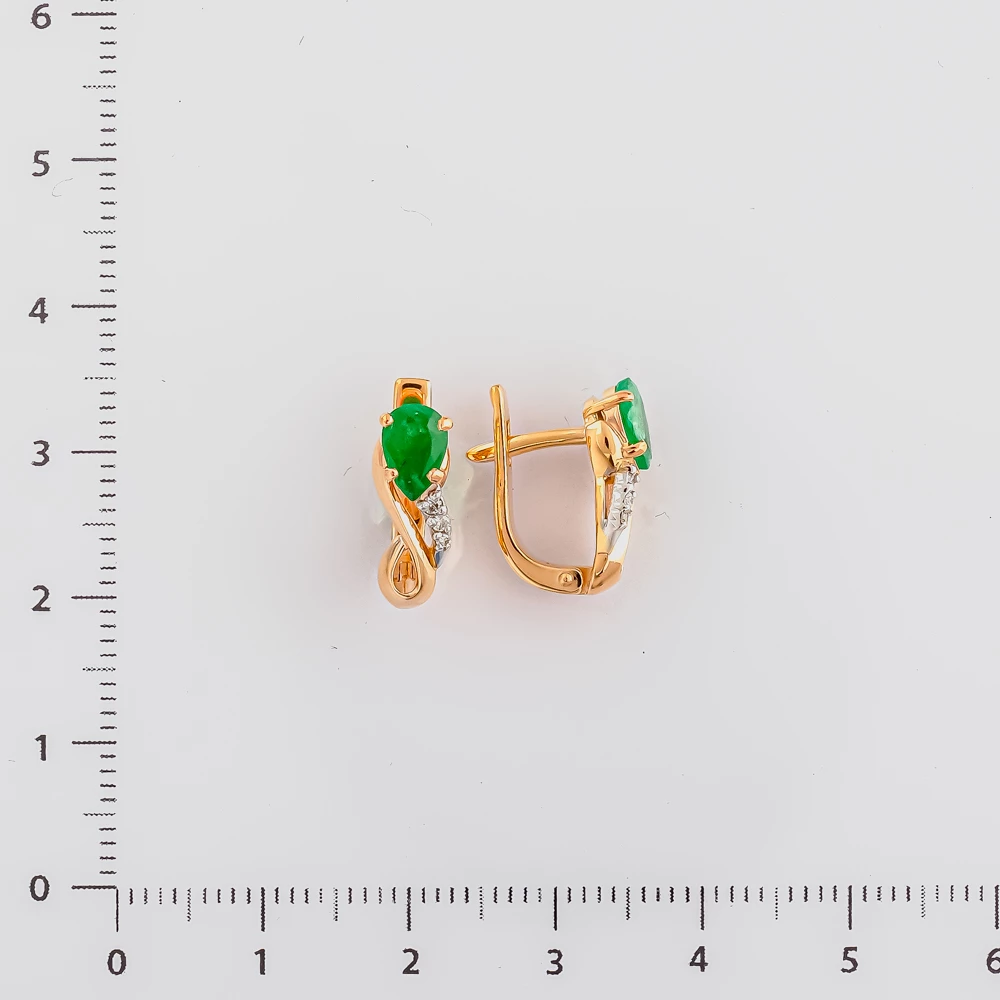 Серьги с изумрудом из красного золота 585 пробы
