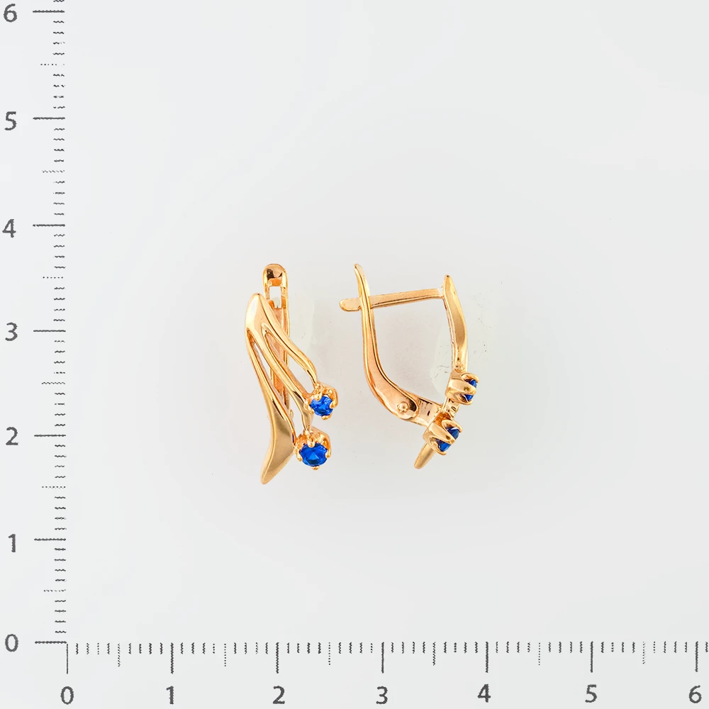 Серьги с фианитом из красного золота 585 пробы