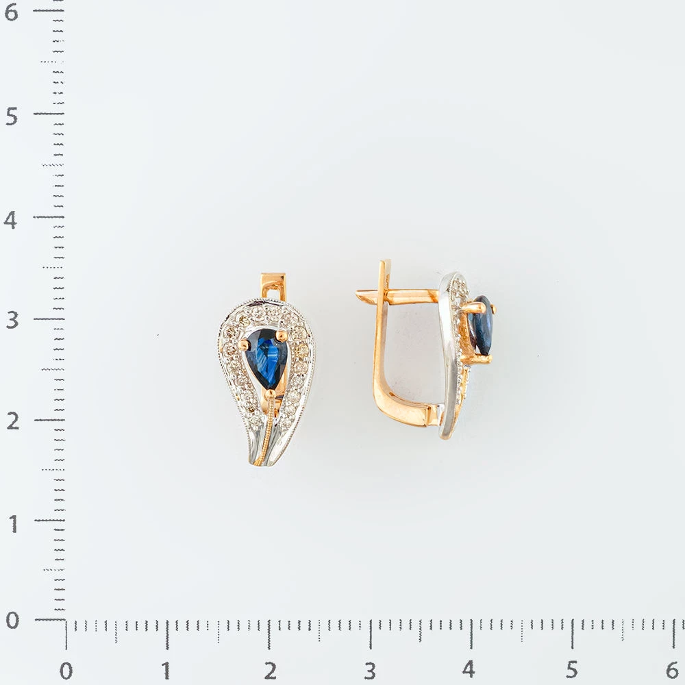 Серьги с сапфиром из красного золота 585 пробы