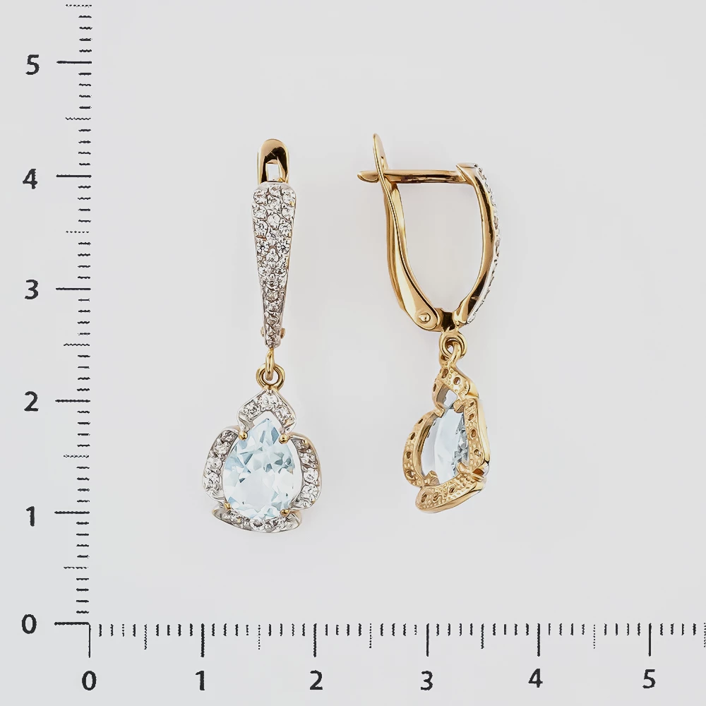 Серьги с топазом из красного золота 585 пробы