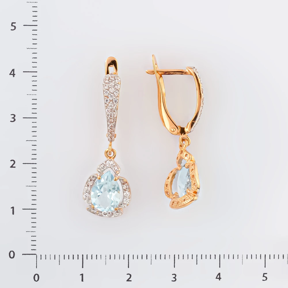 Серьги с топазом из красного золота 585 пробы