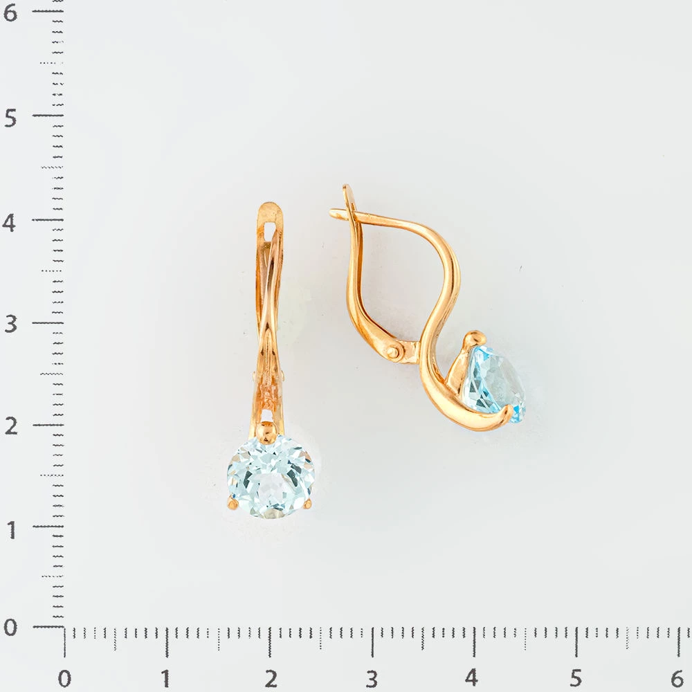 Серьги с топазом из красного золота 585 пробы
