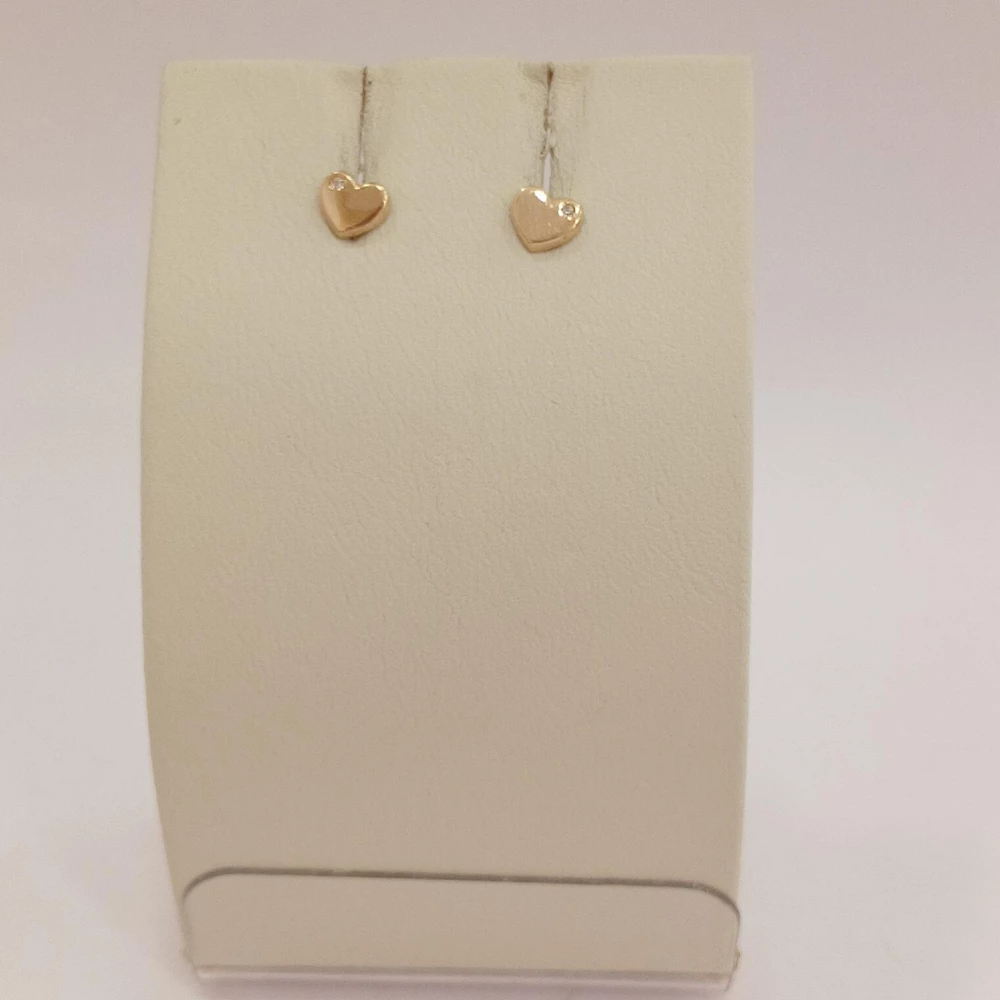 Серьги с фианитом из красного золота 585 пробы