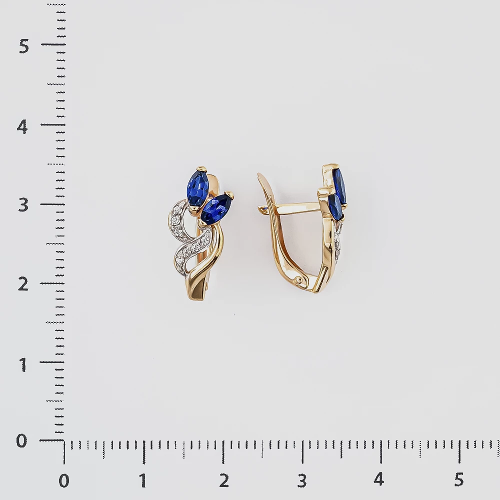 Серьги с ситаллом из красного золота 585 пробы