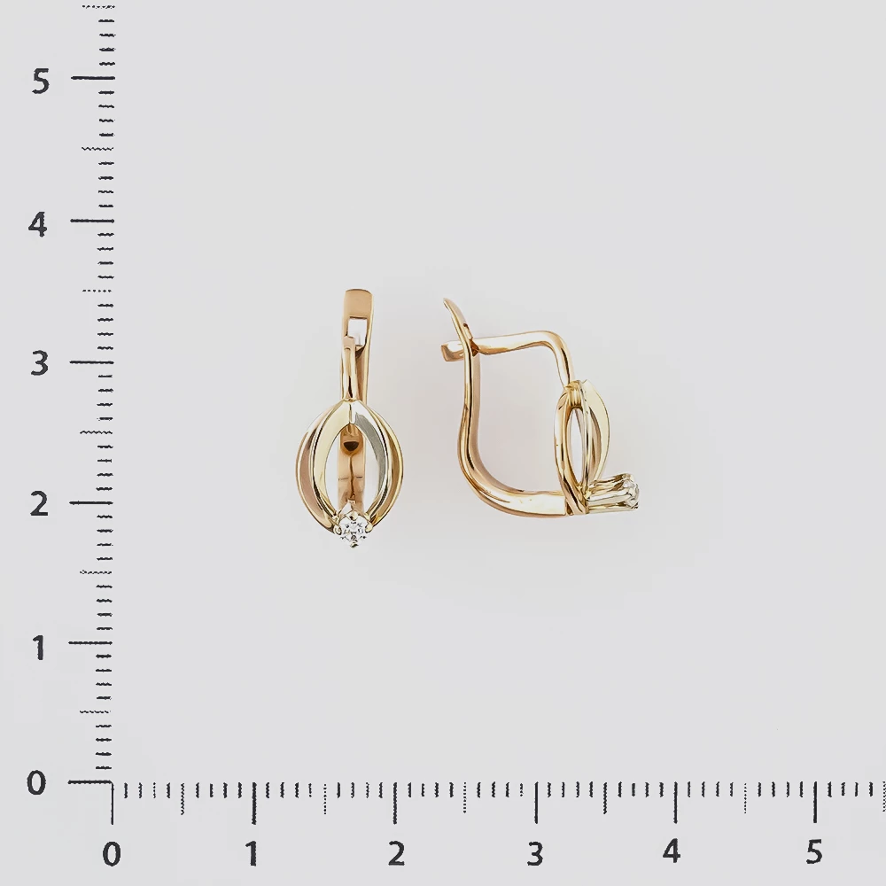 Серьги с фианитом из красного золота 585 пробы