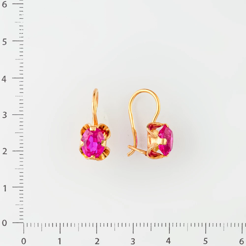Серьги с фианитом из красного золота 583 пробы