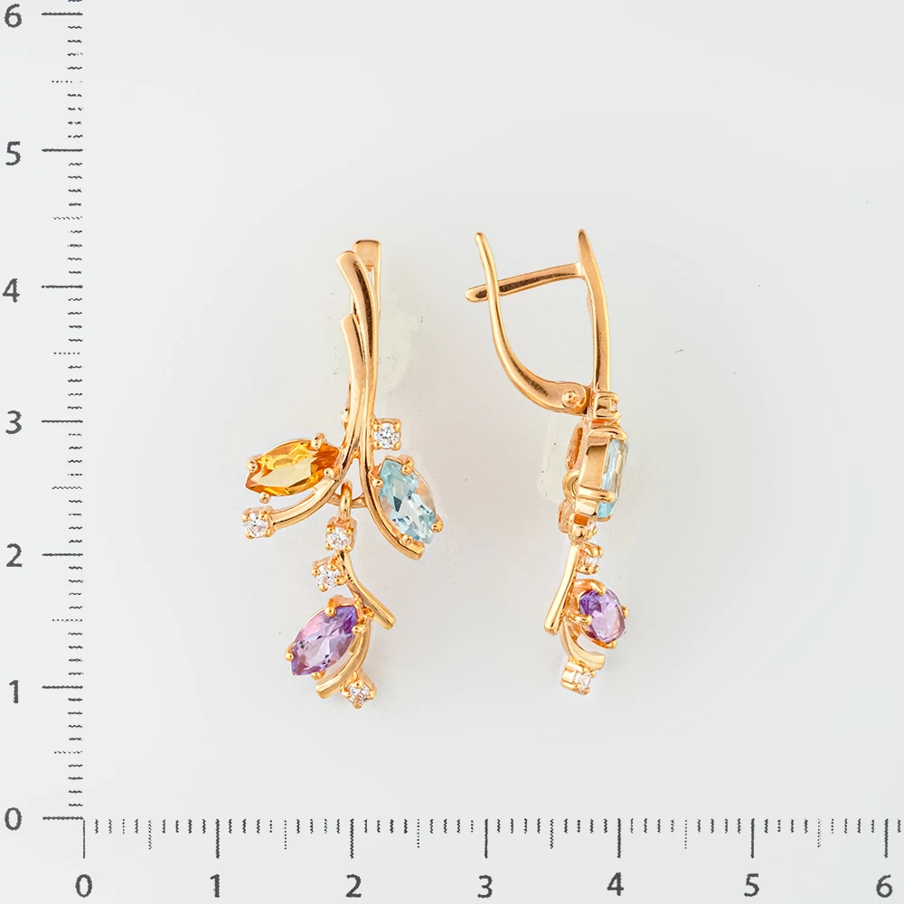 Серьги с топазом из красного золота 585 пробы