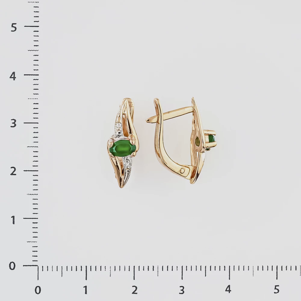 Серьги с агатом из красного золота 585 пробы