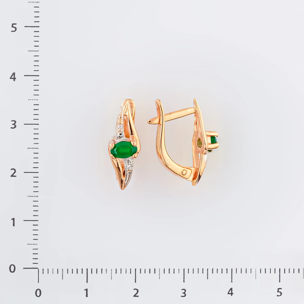 Серьги с агатом из красного золота 585 пробы