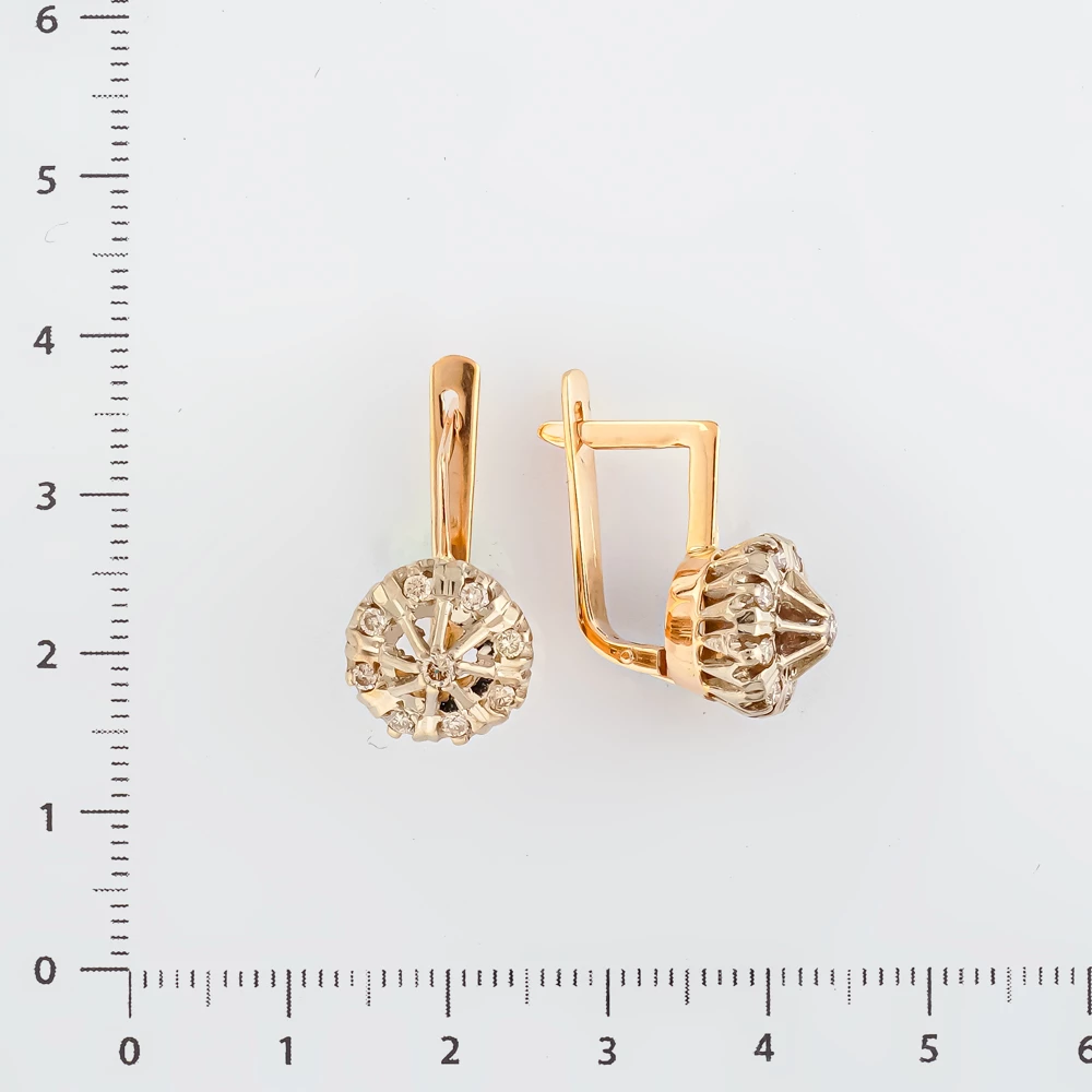 Серьги с бриллиантом из красного золота 585 пробы