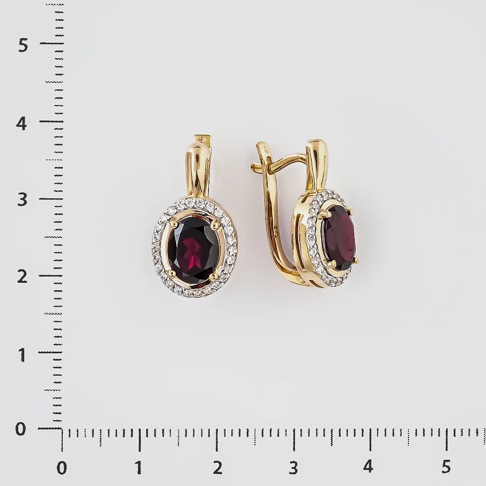 Серьги с гранатом из красного золота 585 пробы