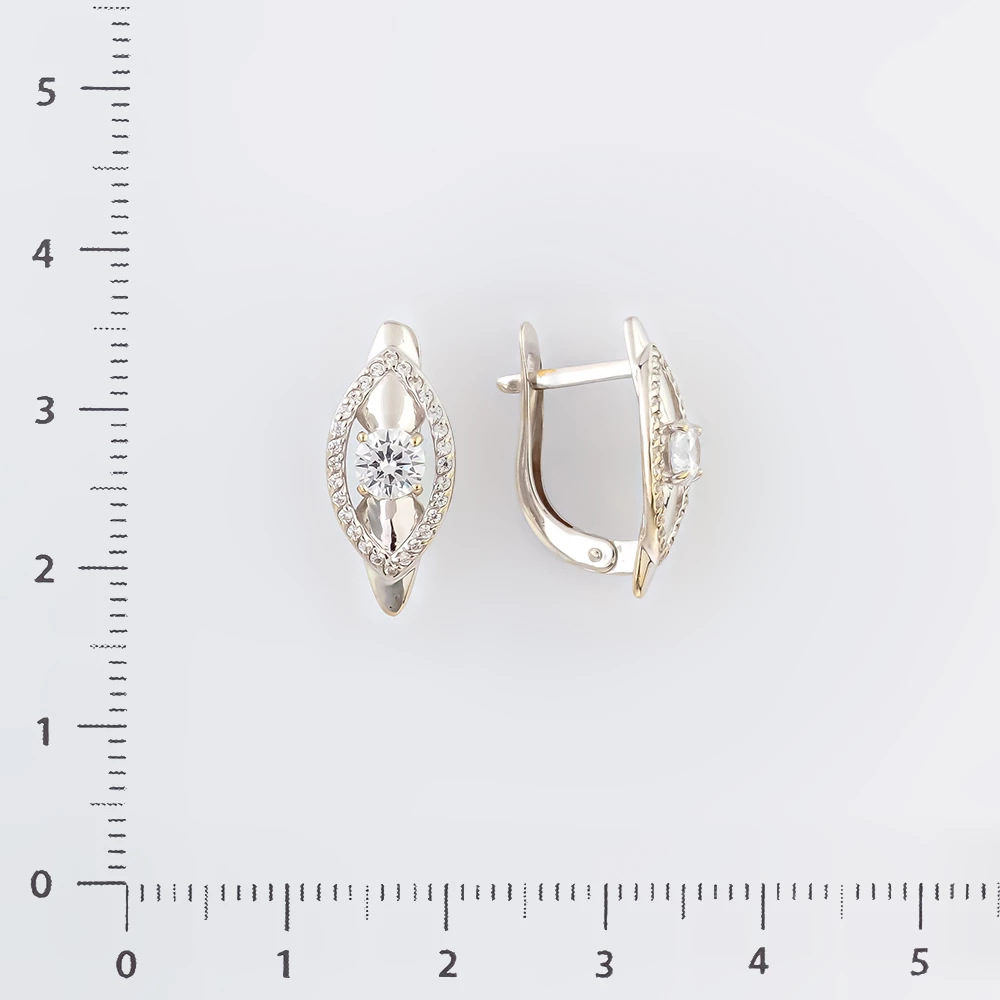 Серьги с фианитом из белого золота 585 пробы
