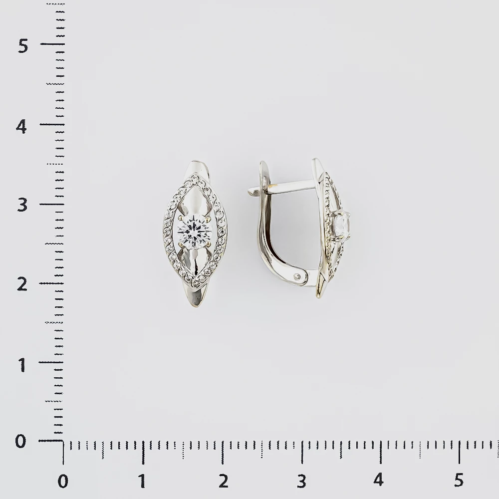 Серьги с фианитом из белого золота 585 пробы