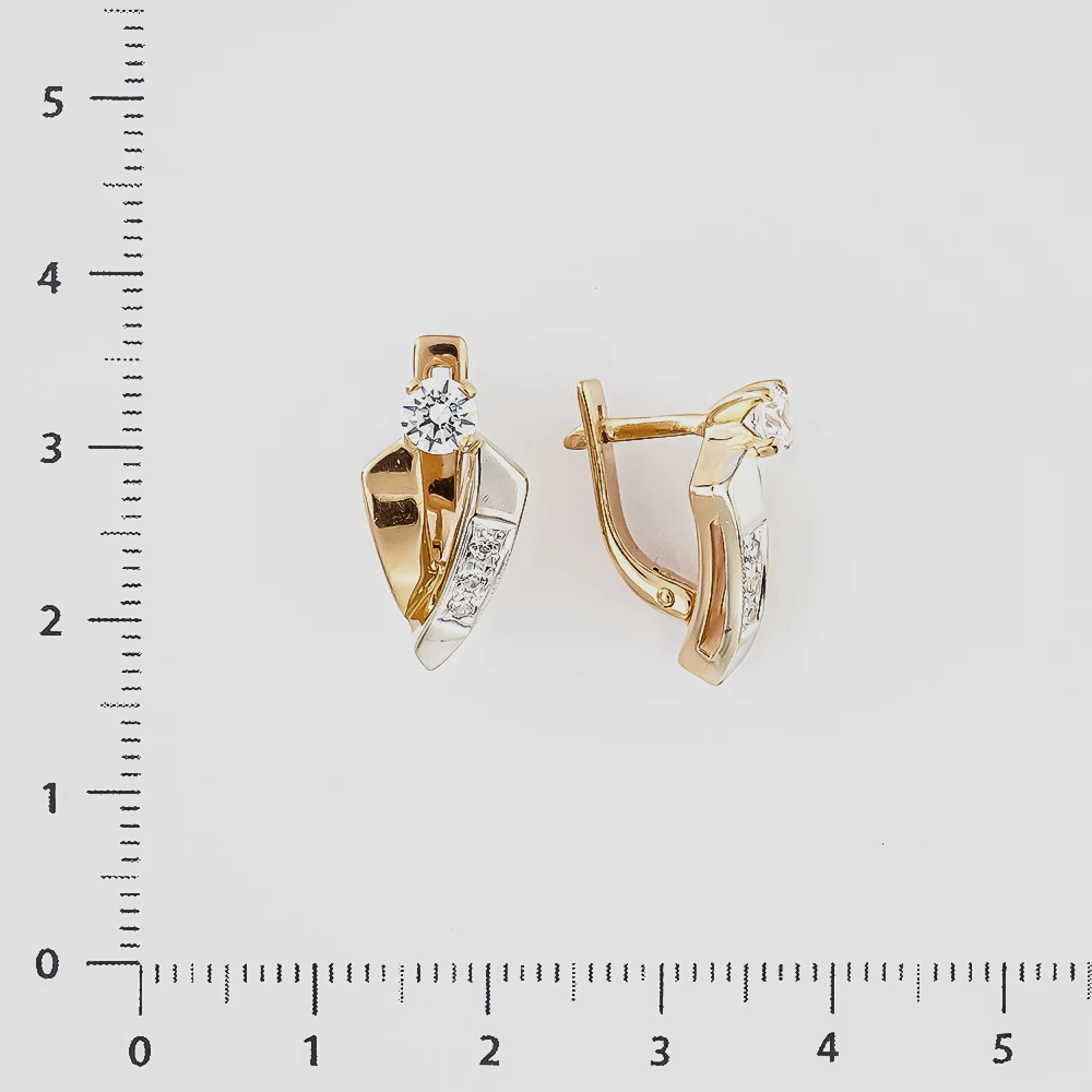Серьги с фианитом из красного золота 585 пробы