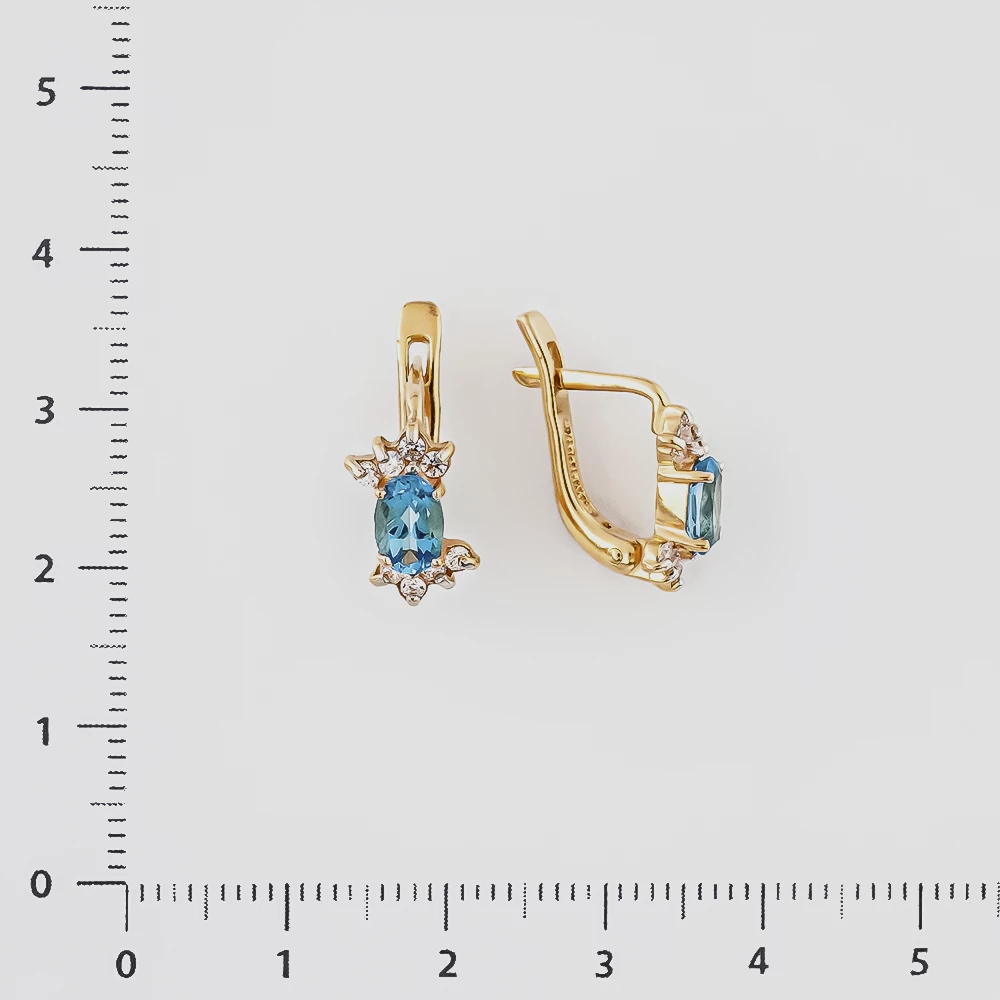 Серьги с топазом из красного золота 585 пробы