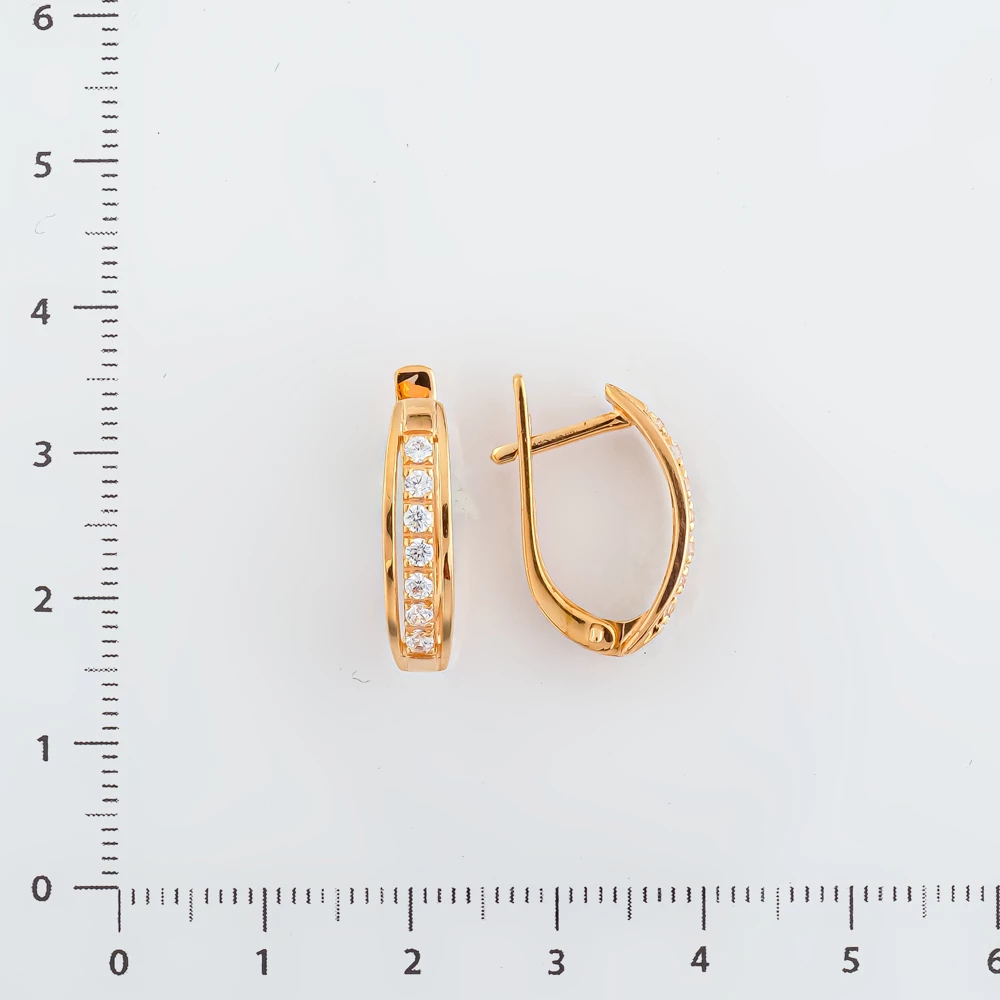 Серьги с фианитом из красного золота 585 пробы