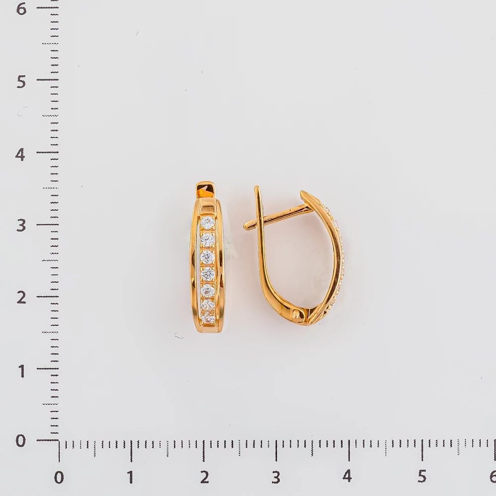 Серьги с фианитом из красного золота 585 пробы