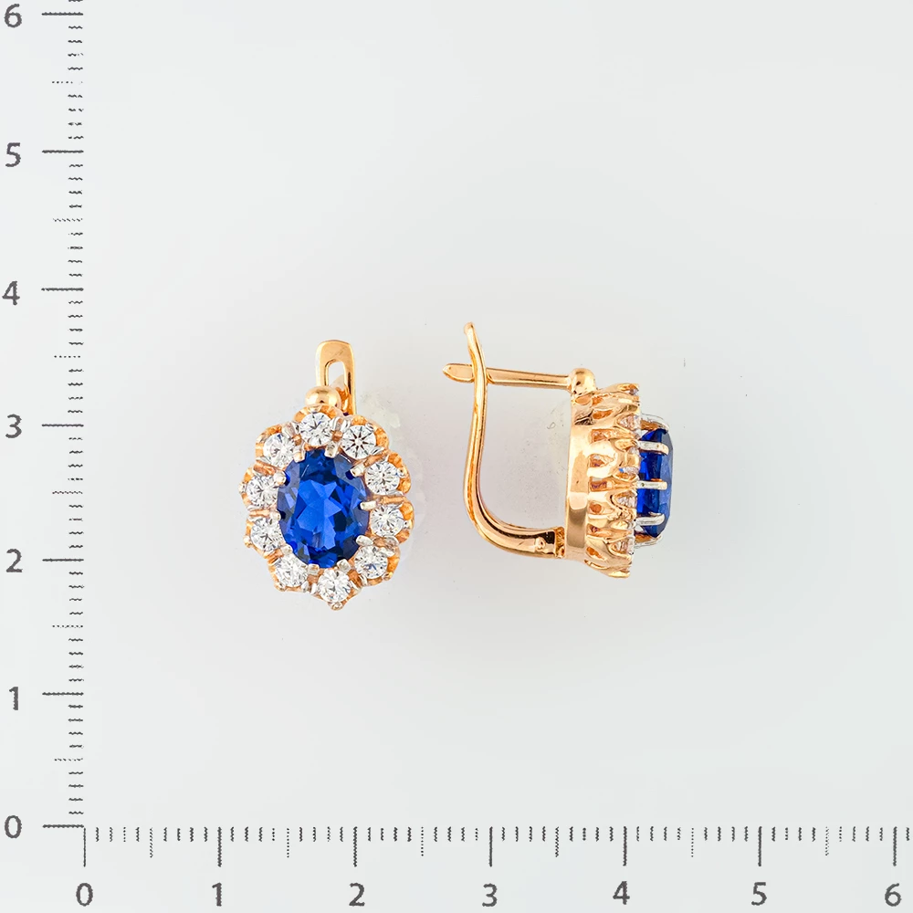 Серьги с ситаллом из красного золота 585 пробы