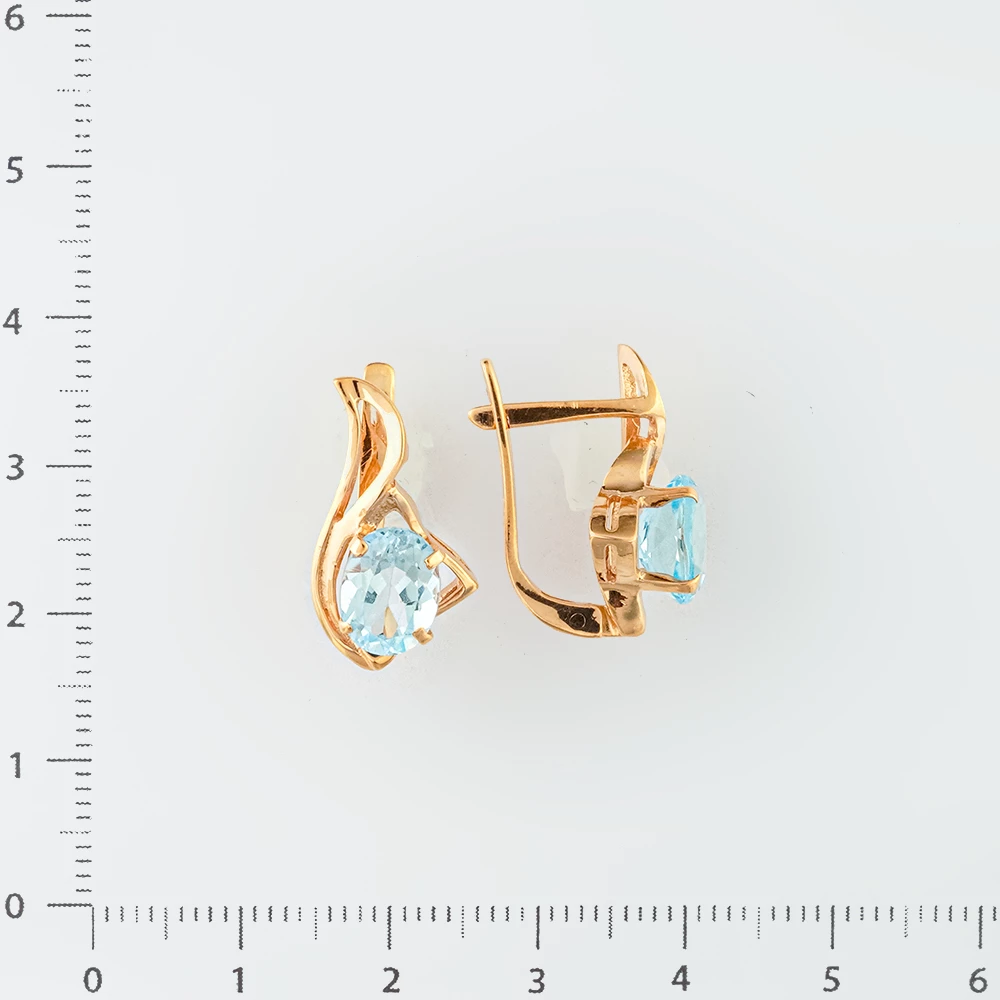 Серьги с топазом из красного золота 585 пробы