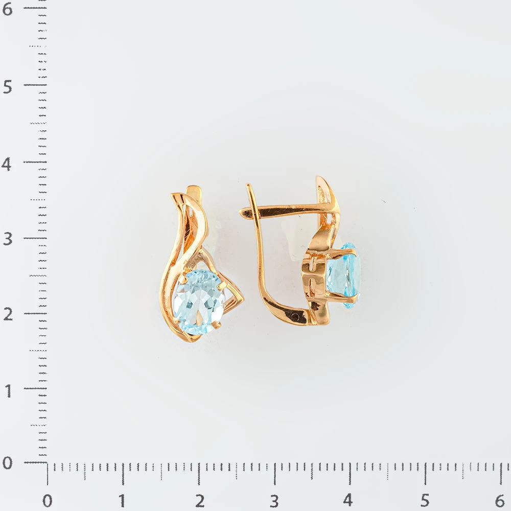 Серьги с топазом из красного золота 585 пробы