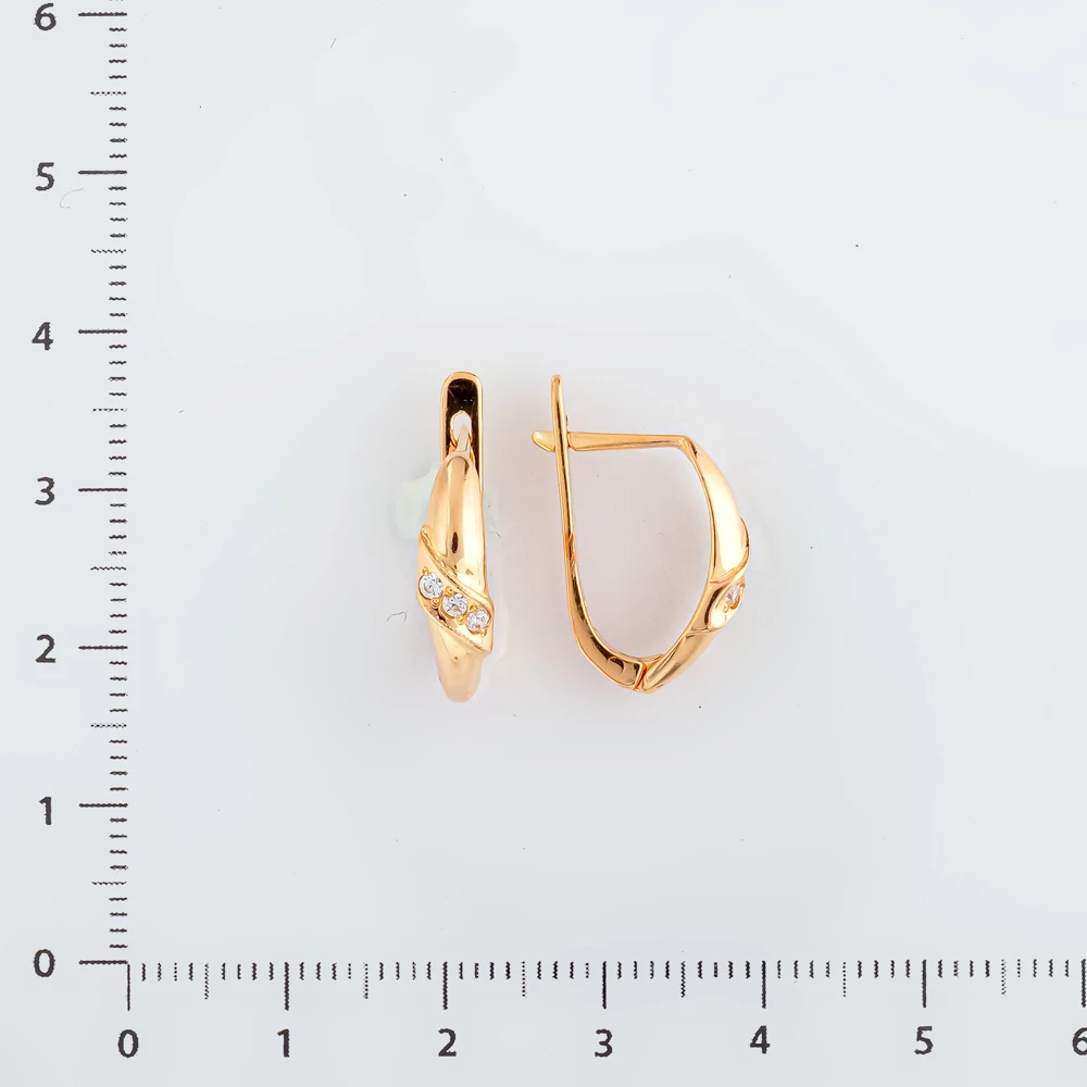 Серьги с фианитом из красного золота 585 пробы