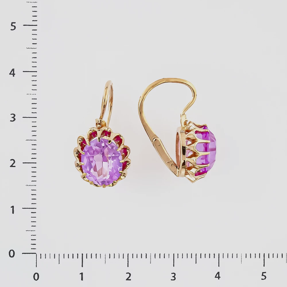 Серьги с фианитом из красного золота 583 пробы