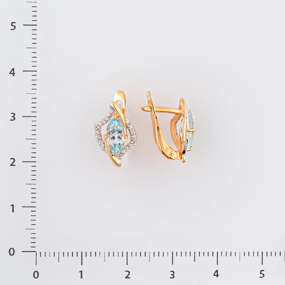 Серьги с топазом из красного золота 585 пробы