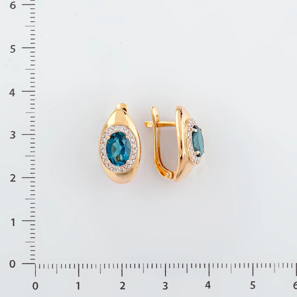 Серьги с топазом лондон из красного золота 585 пробы 2