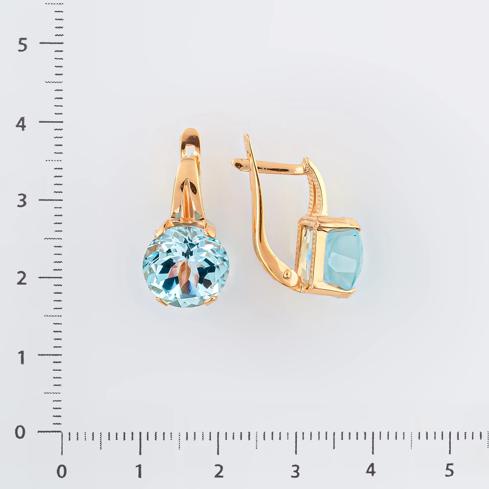 Серьги с топазом из красного золота 585 пробы