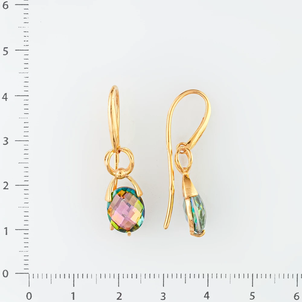 Серьги с топазом из красного золота 585 пробы